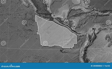 Volcanoes Around the Cocos Plate. Grayscale Map Stock Illustration ...