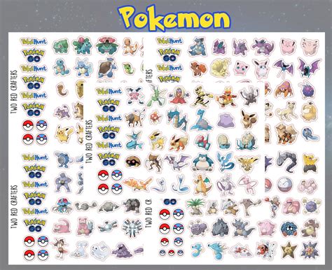 Pokemon Gen 1/Gen 2/Gen 3 character stickers for party