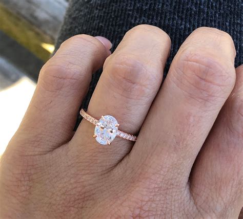 Rose Gold Oval Engagement Ring. 1 Ct Oval Cut Engagement Ring. | Etsy