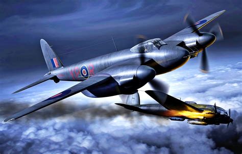 Wallpaper Night, bomber, RAF, He 111, Night fighter, WWII, De Havilland ...