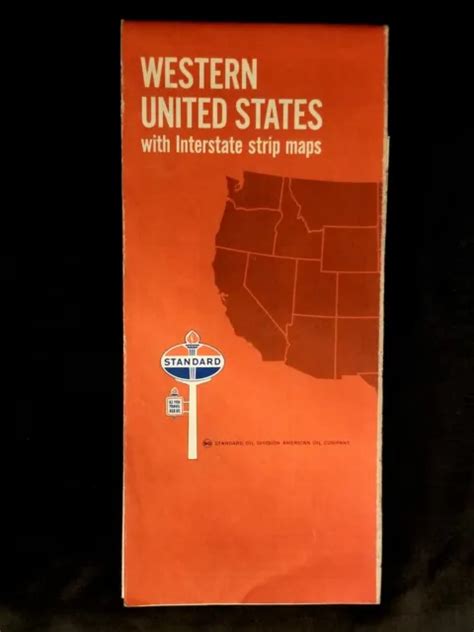 VINTAGE 1970 STANDARD Oil Lithograph Road Map Of The Western United ...