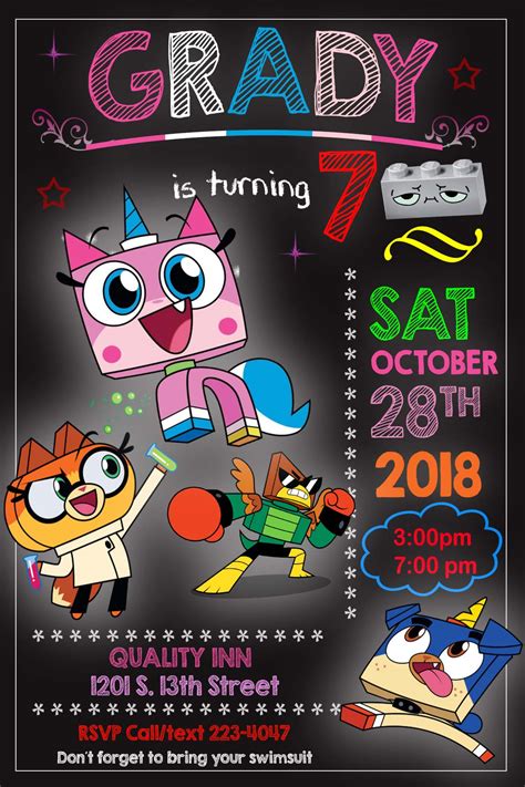 Unikitty Birthday Party Invitation - AMAZING DESIGNS US