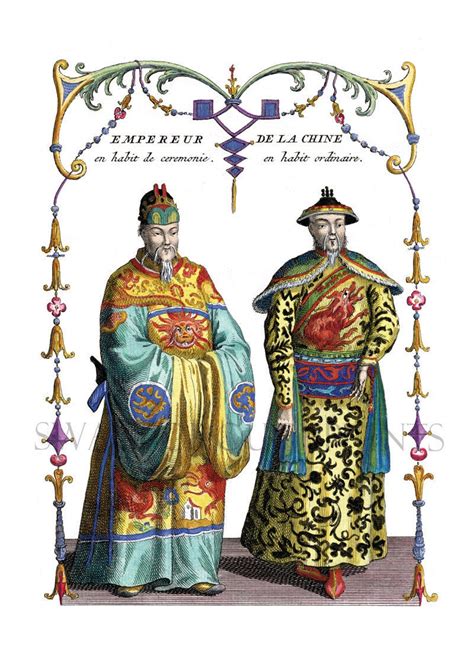 Chinese Costume Print. Emperor of China Watercolor Art Print