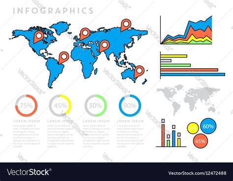 Infographics world map Royalty Free Vector Image