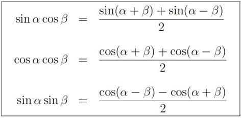 Trigonometry Formulas Involving Sum, Difference & Product Identities