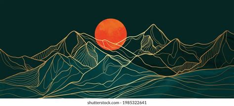 Mountain Line Art Background Luxury Gold Stock Vector (Royalty Free ...