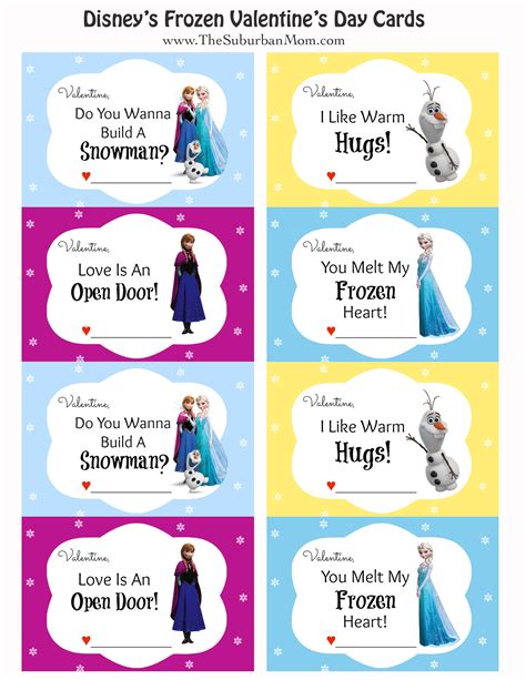 FREE Printable Disney Frozen Valentine's Day Cards - TheSuburbanMom