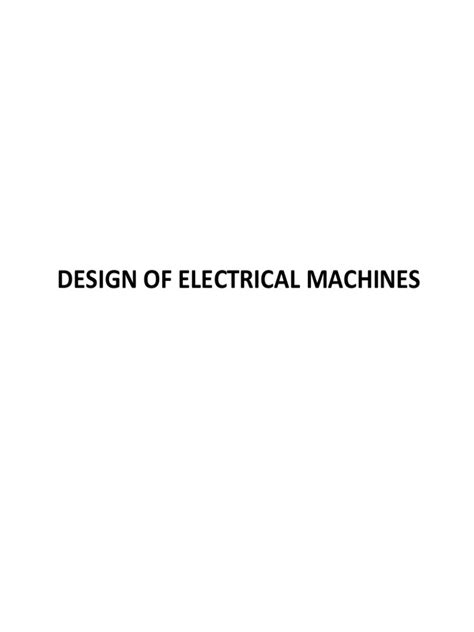 Design of Electrical Machines | PDF | Electric Motor | Transformer