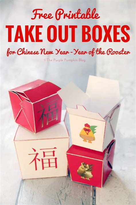 Free Printable Chinese Take Out Boxes for Chinese New Year