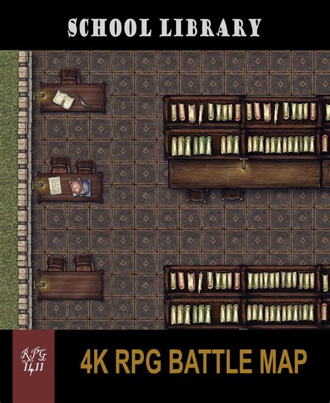 School Library, RPG Battle Map - RPG 1411 | DriveThruRPG.com