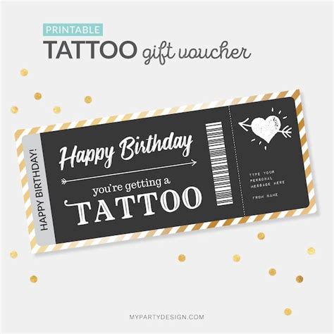 Tattoo Voucher Template, Get Inked Surprise Tattoo Certificate, Birthday Gift Card - INSTANT ...