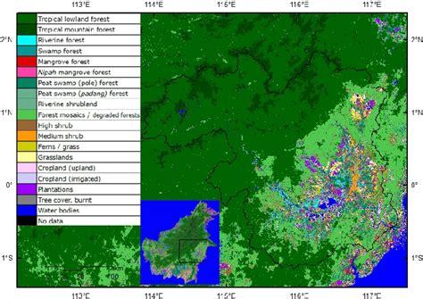 Land use/land cover map of the Mahakam river basin based on PALSAR ...