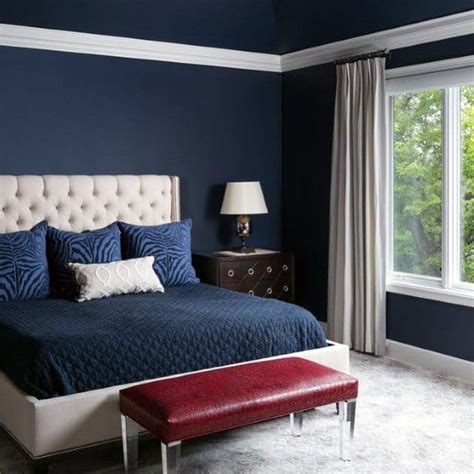 Top 50 Best Navy Blue Bedroom Design Ideas - Calming Wall Colors