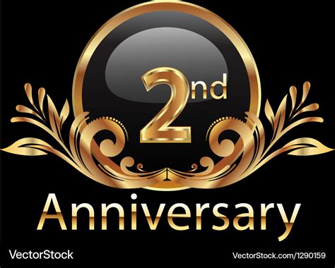 2nd anniversary birthday in gold Royalty Free Vector Image