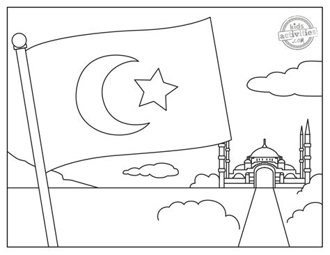 Turkey Flag Coloring Pages - Coloring Nation