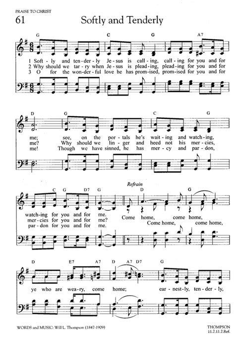 Hymns of Promise: a large print songbook 61. Softly and tenderly Jesus is calling | Hymnary.org