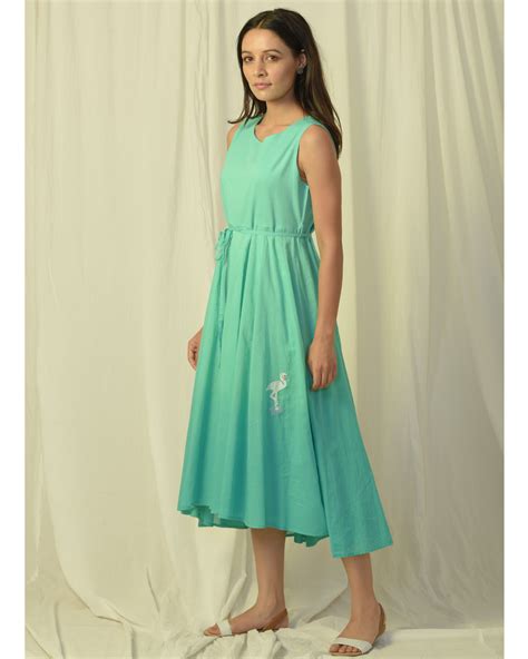 Turquoise green high low dress by Charkhee Women | The Secret Label