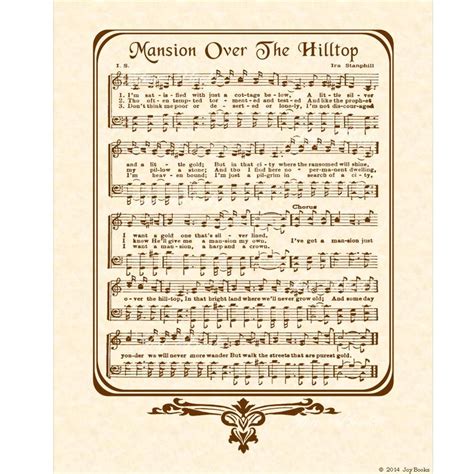 MANSION OVER The HILLTOP 8x10 Antique Hymn Art Print Natural