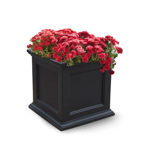 Mayne 20-in W x 20-in H Black Resin Self Watering Square Planter at Lowes.com