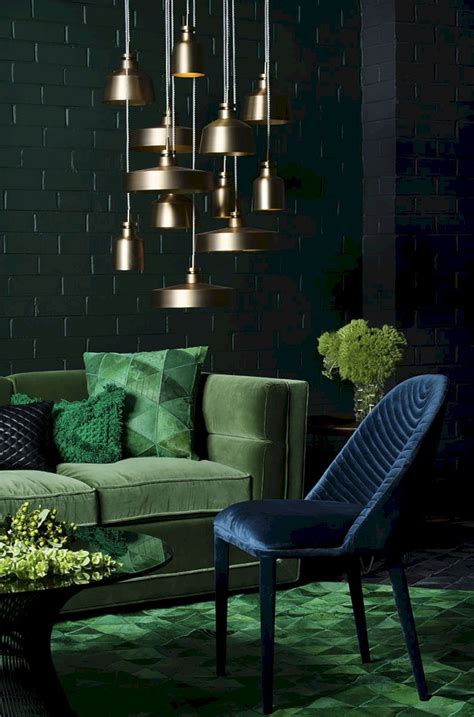 50 Beautiful Dark Green Living Room Furniture Ideas - ROUNDECOR | Dark ...