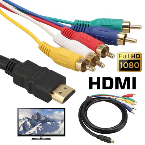 HDMI to RCA Cable, HDMI to 5 RCA Converter Adapter Cable, 1080P HDMI to ...