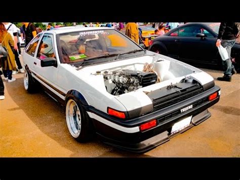 (HD)TOYOTA AE86 SPRINTER TRUENO APEX TWINCAM16 modified 86トレノカスタム - スタンスネーション東京2016 - YouTube