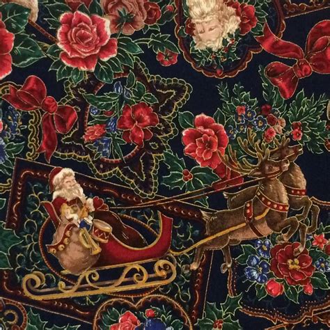 Vintage Christmas Cotton Fabric Traditions Xoxotique - The Art of Images