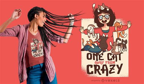 Crazy Cat Lady Funny T-shirt Design Vector Download