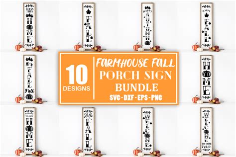 Farmhouse Fall Porch Sign Bundle Set Graphic by Whistlepig Designs ...