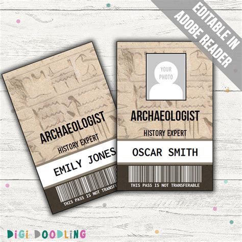 Archaeologist Costume DIY ID Badge Template. Archaeologist Costume Kids for School Career Day ...