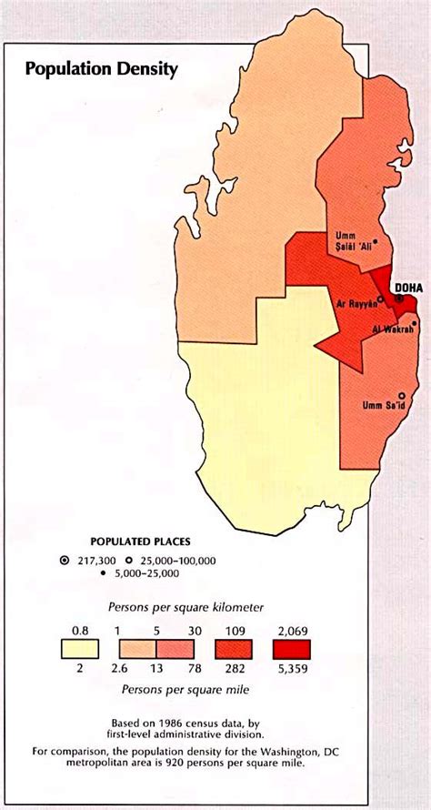 Qatar Population Density Map - Qatar • mappery