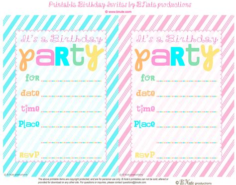 bnute productions: Free Printable Striped Birthday Party Invitation