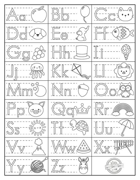 Alphabet Printable Chart Coloring Pages – AceParents.com