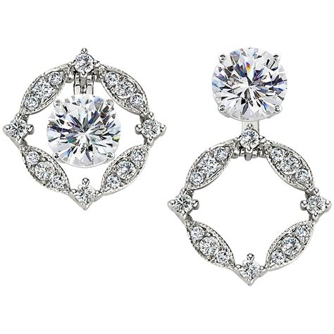 Convertible stud jackets, available at Designs By Flora Princess Cut Diamond Earrings, Round ...