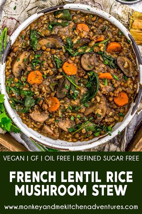 French Lentil Rice Mushroom Stew - Monkey and Me Kitchen Adventures