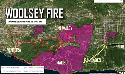 Woolsey Fire Map, Malibu Fire Map Expands To Topanga Canyon