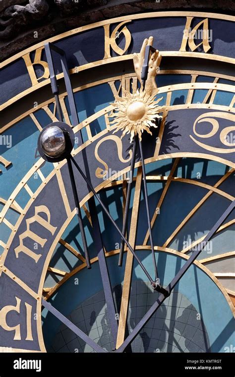 detail of astronomical clock of old town hall, old town square, prague ...