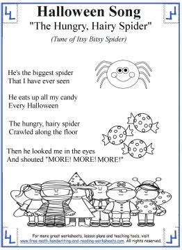 Halloween Songs for Kids - Printable Lyrics with Coloring Activities