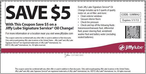 Jiffy Lube Coupons - August 2012 | Cheap Oil Change Coupons