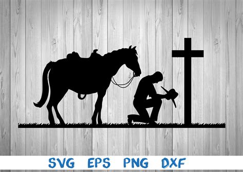 Praying Cowboy And Horse Silhouette