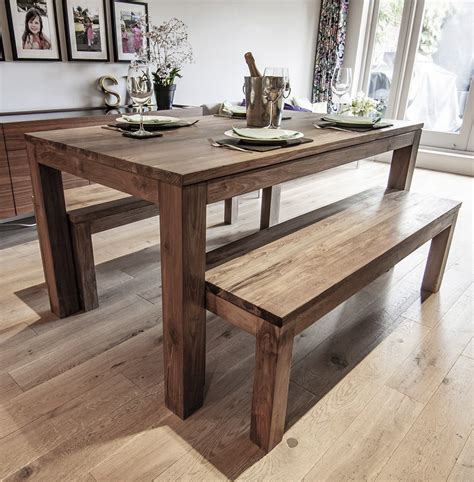 Karang reclaimed wood dining table and benches | eBay
