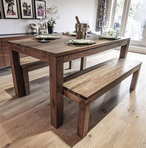 Dining Table With Bench And Chairs ~ Reclaimed Pine And Steel Dining ...