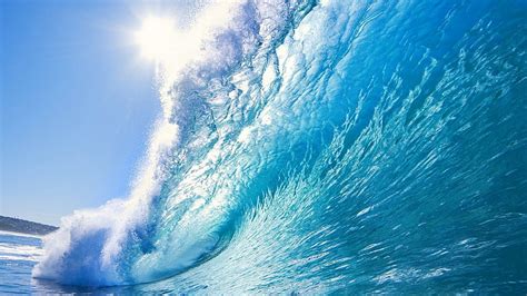 HD wallpaper: blue sea wave wallpaper, nature, landscape, waves, water, sky | Wallpaper Flare