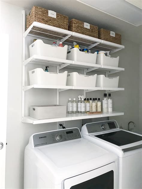 Expandable Laundry Room Shelves With Closet Rod, 64 120 White Wire Wall ...