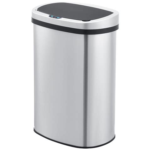 Innovaze 13.2 Gallon Motion Sensor Trash Can, Stainless Steel Oval ...