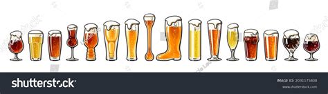 Big Set Different Types Beer Glasses Stock Vector (Royalty Free ...