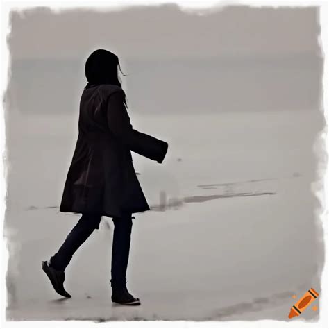 Sad lonely person walking away