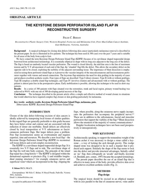 The Keystone Design Perforator Island Flap in Reconstructive Surgery ...