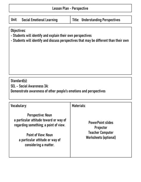 Lesson Plan - Perspective SEL