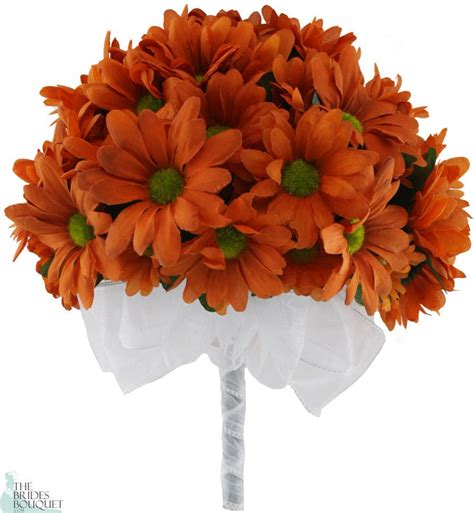 Daisy Bouquet Orange - Silk Daisy Bouquet Large - Bridal Wedding Bouquet - TheBrid… | Sunflower ...